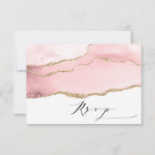 Mooie Blush Roze Agaat Moderne Trouw RSVP Kaartje (Achterkant)