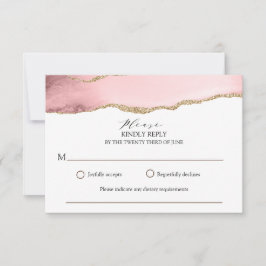 Mooie Blush Roze Agaat Moderne Trouw RSVP Kaartje