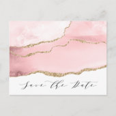 Mooie Blush Roze Agate Moderne Save the Date Aankondigingskaart (Voorkant)