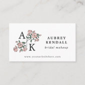 Mooie Blush Roze Bloem 2 Initiële Monogram Visitekaartje (Voorkant)