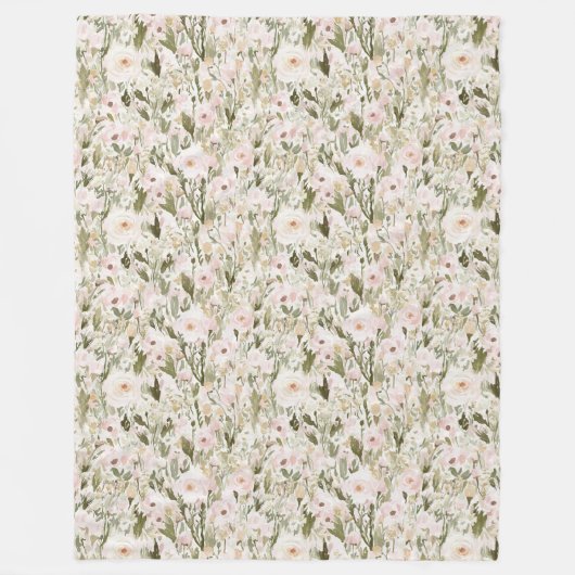 Mooie Blush Roze Bloemen Fleece Deken (Voorkant)