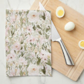 Mooie Blush Roze Bloemen Theedoek (Quarter Fold)