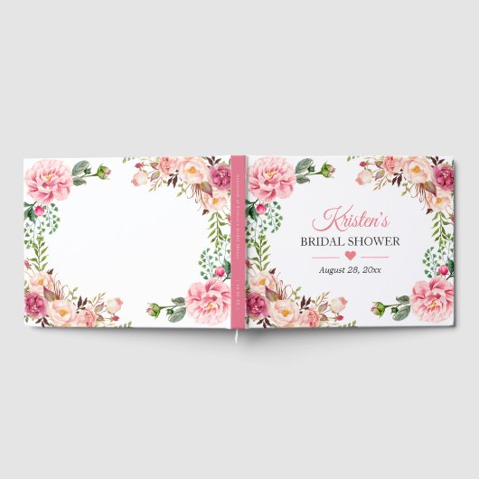 Mooie Blush Roze Bloemen Vrijgezellenfeest Gastenboek (Volledig)