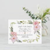 Mooie Blush Roze Bloemige Trouw Save The Date (Staand voorkant)