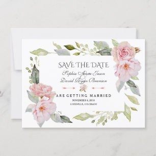 Mooie Blush Roze Bloemige Trouw Save The Date