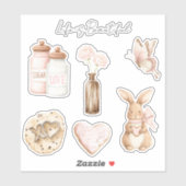 Mooie Blush Roze Crème Bloem Sticker (Vel)