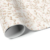 Mooie Blush Roze Crème Bloemige Bruiloftsdouche Cadeaupapier (Rol Hoek)