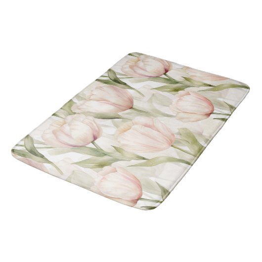 Mooie Blush Roze Crème Tulpen Bloemig  Badmat (Gekanteld)