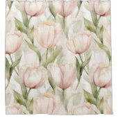 Mooie Blush Roze Crème Tulpen Bloemig  Douchegordijn (Voorkant)