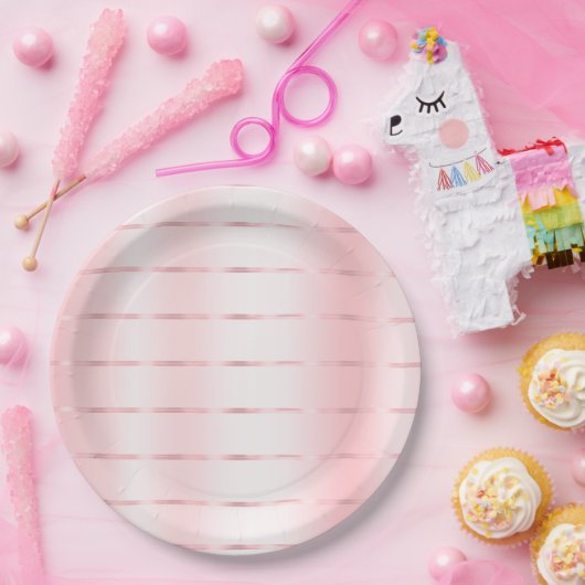 Mooie Blush Roze Glam Lint Bruidsfeest Papieren Bordje (Feest)