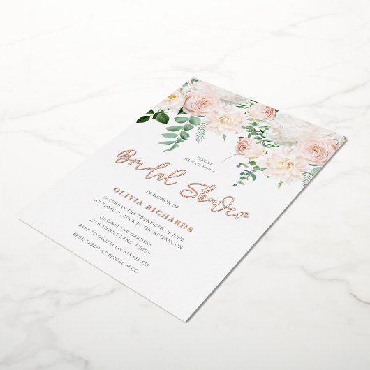 Mooie Blush & Roze Gouden Bruidsmeisjesfeest Folie Uitnodiging (Gedraaid)