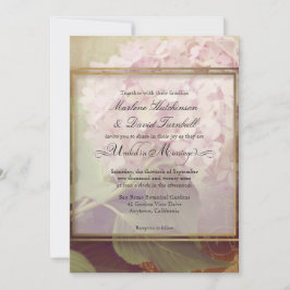 Mooie Blush Roze Hortensia Kunst Vintage Trouwen Kaart