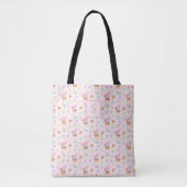 mooie blush roze konijntje tuin patroon Monogram Tote Bag (Voorkant)