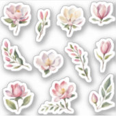 Mooie Blush Roze Magnolia Bloemen Pack Sticker (Voorkant)