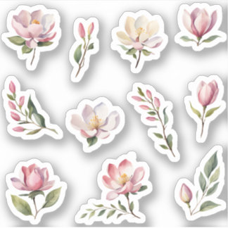 Mooie Blush Roze Magnolia Bloemen Pack Sticker