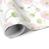 Mooie Blush Roze Mint Bloemen Bruiloft Cadeaupapier (Rol Hoek)