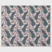 Mooie Blush Roze Pauw en Magnolia Bloemen Cadeaupapier (Vlak)