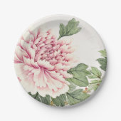 Mooie Blush Roze Pioen Romantische Bloemen Papieren Bordje (Voorkant)