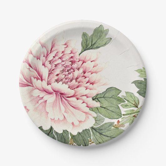 Mooie Blush Roze Pioen Romantische Bloemen Papieren Bordje (Voorkant)