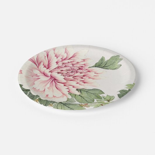 Mooie Blush Roze Pioen Romantische Bloemen Papieren Bordje (Gekanteld)