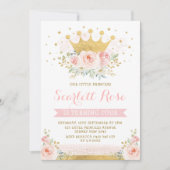 Mooie Blush Roze Prinses Gouden Kroon Verjaardag Kaart (Voorkant)