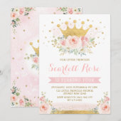 Mooie Blush Roze Prinses Gouden Kroon Verjaardag Kaart (Voorkant / Achterkant)