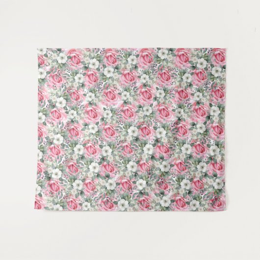 Mooie Blush Roze Rose Eucalyptus Achtergrond Wandkleed (Voorkant (horizontaal))