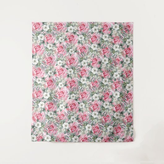 Mooie Blush Roze Rose Eucalyptus Achtergrond Wandkleed (Voorkant)