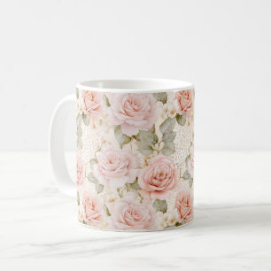 Mooie Blush Roze Rozen Bloemig Koffiemok