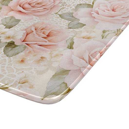 Mooie Blush Roze Rozen Bloemrijke Bruiloft Feest Snijplank (Hoek)