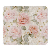 Mooie Blush Roze Rozen Bloemrijke Bruiloft Feest Snijplank (Voorkant)