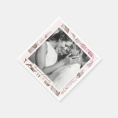 Mooie Blush Roze Rozen met Foto Bruiloft Servet (Hoek)