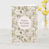 Mooie Blush Roze Rozenbloemen Kaart (Gele Bloem)