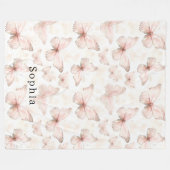 Mooie Blush Roze Vlinders Fleece Deken (Voorkant (Horizontaal))