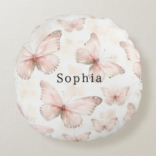 Mooie Blush Roze Vlinders Rond Kussen