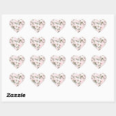 Mooie Blush Roze Witte Bloemen Bruiloft Hart Sticker (Vel)