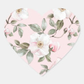 Mooie Blush Roze Witte Bloemen Bruiloft Hart Sticker (Voorkant)