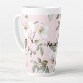 Mooie Blush Roze Witte Bloemen Latte Mok (Linkerhoek)