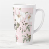 Mooie Blush Roze Witte Bloemen Latte Mok (Rechts)