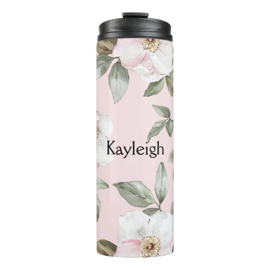 Mooie Blush Roze Witte Bloemen   Thermosbeker (Voorkant)
