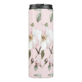 Mooie Blush Roze Witte Bloemen   Thermosbeker (Achterkant)