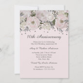 Mooie Blush Roze Zilveren Bloemige 10e Verjaardag Kaart (Voorkant)