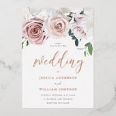 Mooie Blush Rozen Elegant Wedding Roos Gold Folie Uitnodiging (Voorkant)