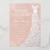 Mooie Blush Silver Heart Dress Vrijgezellenfeest Folie Uitnodiging (Voorkant)