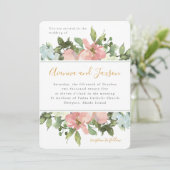 Mooie Blush Waterverf Bloemenbruiloft Kaart (Staand voorkant)
