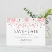 Mooie Blush Waterverf Floral Save the date (Staand voorkant)