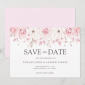 Mooie Blush Waterverf Floral Save the date (Voorkant / Achterkant)