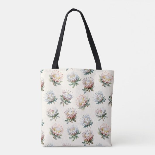 Mooie blush witte koning protea bloem patroon tote bag (Achterkant)