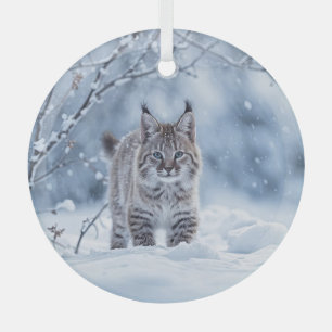 Mooie Bobcat Wildernis Kerstmis Glas Ornament