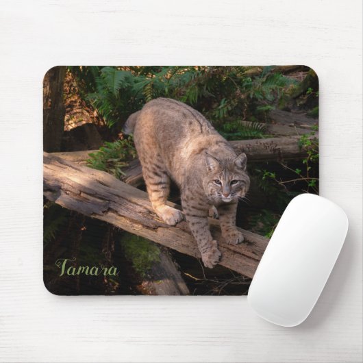 Mooie Bobcat Wildlife Lover - Aangepaste naam Muismat (Met muis)